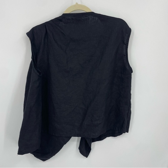 Artists & Revolutionaries Womens OS black linen leather vest Lagenlook - Picture 7 of 8